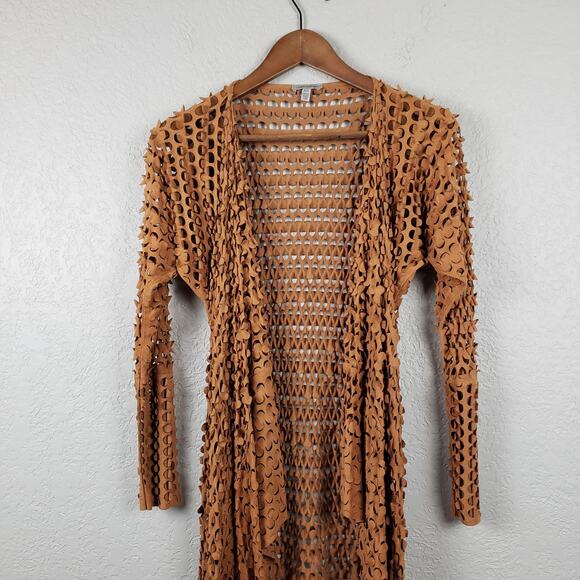 Linea Domani Perforated Duster Jacket Cutout Detail  - M - Picture 2 of 6